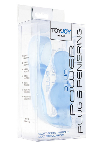 Голубая анальная пробка с эрекционным колечком Toy Joy MANPOWER  3006010197