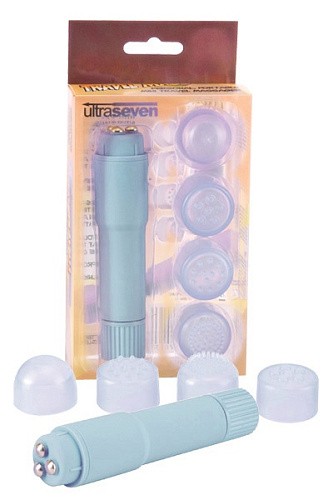 Компактный вибромассажёр с 4 насадками Seven Creations 13-72alpu