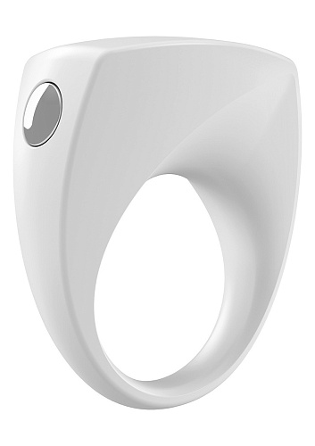 Белое эрекционное кольцо с вибрацией OVO B6 WHITE