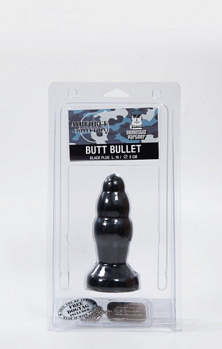 Чёрная рельефная анальная пробка O-Products Butt Bullet 115-AIR14B (15 см)