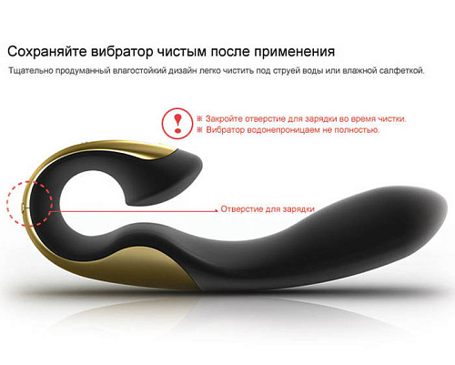 Чёрный с золотым вибратор ZINI ROAE ZV011