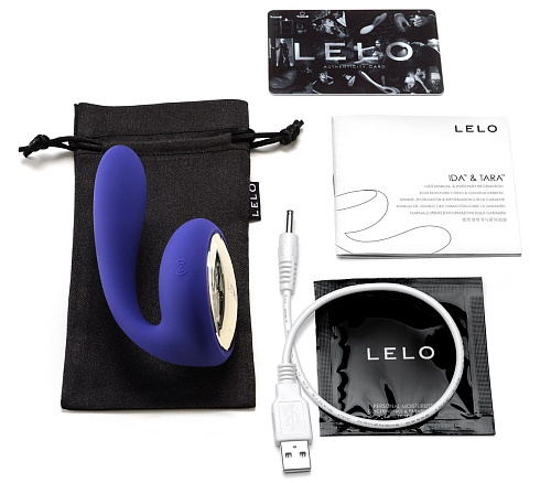 Синий вибромассажёр для пар Lelo Tara Midnight Blue LEL7489