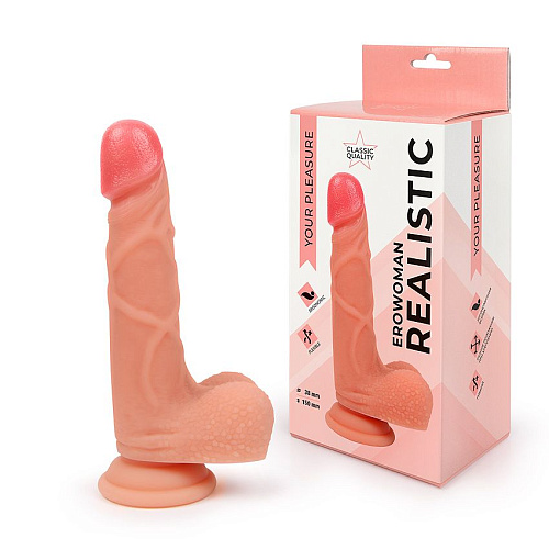 Телесный фаллоимитатор-реалистик на присоске Bior toys ER-30067