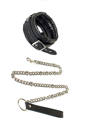 Чёрный ошейник с поводком Lola toys Fetish 1084-01lola