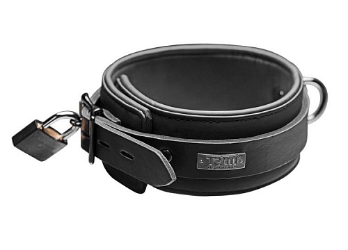 Чёрный ошейник с замком и D-кольцом XR Brands TF2774