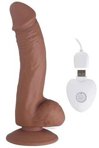 Коричневый вибратор Howells SEDUCER 20 Function Veined Dong 170312Brown (20 см)