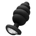Чёрная анальная пробка Shots Media BV Large Ribbed Diamond Heart Plug OU458BLK (8 см)