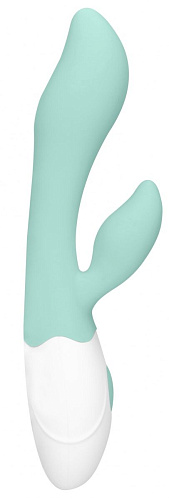 Зелёный G-spot вибратор со стимулятором клитора Shots Media BV Sunset LOV016GRN (20 см)