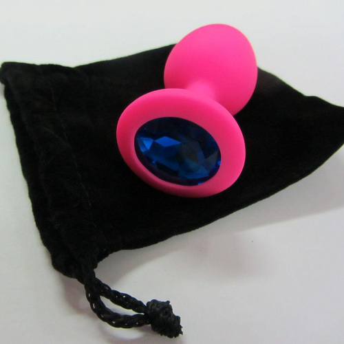 Силиконовая анальная втулка с кристаллом (цвета в ассортименте) Anal Jewelry Plug EF-SM-567