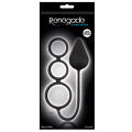 Чёрная анальная пробка с эрекционными кольцами NS Novelties Renegade 3 Ring Circus Large Black NSN-1109-63