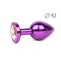 Коническая фиолетовая анальная втулка с розовым кристаллом Anal Jewelry Plug VL-02 (9,3 см)
