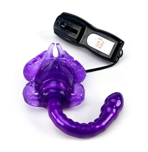 Фиолетовый клиторальный стимулятор-скорпион с эрекционным кольцом и вибропулей Topco Sales 8810A-6 CD TS