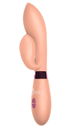 Бежевый вибратор с клиторальным отростком Indeep Gina 7700-03indeep (20 см)