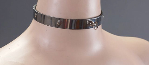 Узенький металлический ошейник с кольцом Подиум Р224