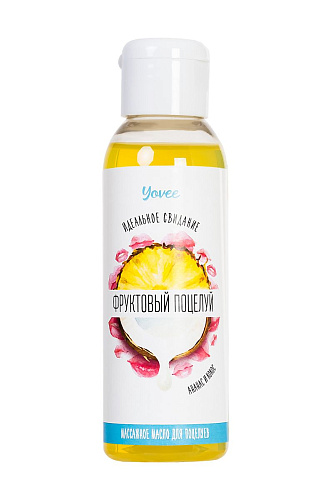 Массажное масло для поцелуев с ароматом ананаса и кокоса ToyFa «Фруктовый поцелуй» 722113 (100 мл)