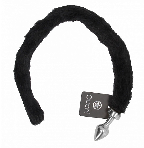 Серебристая анальная пробка с кошачьим хвостом Shots Media BV Kitty Tail OU235SIL