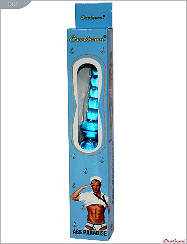 Голубой гелевый анальный вибратор Eroticon 30167 (25 см)