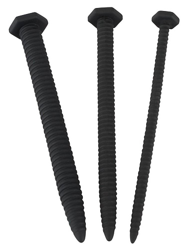 Чёрный набор из 3 винтовых уретральных плагов Orion Screw Dilator 05350360000
