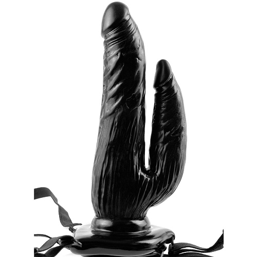 Чёрный страпон с вибрацией Pipedream Dual Penetrator PD3337-23 (17 см)