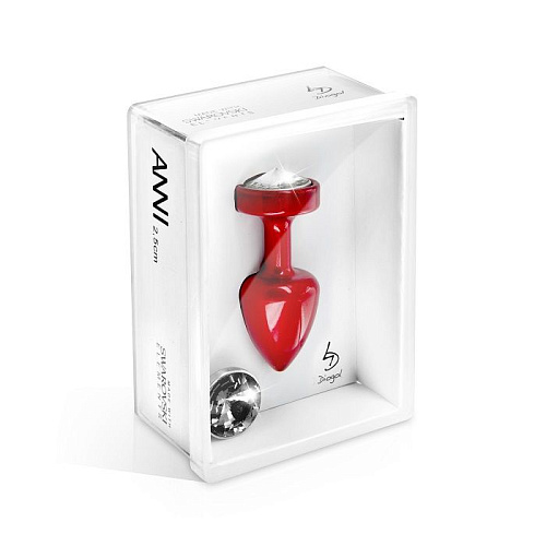 Красный анальный плаг с 2 заменяемыми кристаллами DIOGOL Anni Magnet T1 Red Cristal/black 9020060052 (6 см)