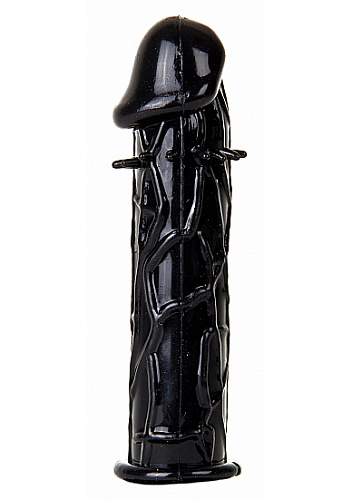 Чёрная насадка-реалистик на пенис Shots Media BV Extension SHT118BLK