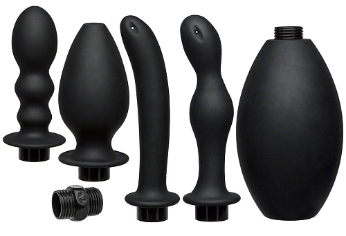 Чёрный набор для анального душа Doc Johnson Kink Flow Full Flush Set 2401-20-BX