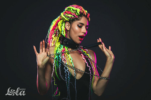 Чёрный ошейник с поводком Lola toys Fetish 1084-01lola