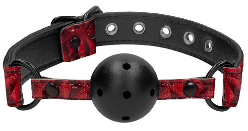 Чёрно-красный кляп-шарик Shots Media BV Breathable Luxury Ball Gag OU345BUR