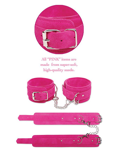 Розовые замшевые наручи Pipedream PINK WRIST CUFFS PD3952-00