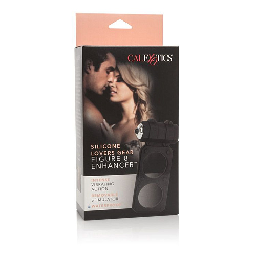 Чёрное эрекционное кольцо с вибрацией и подхватом мошонки California Exotic Novelties Silicone Lovers Gear Figure 8 Enhancer SE-1839-15-3