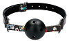 Чёрный кляп-шарик Shots Media BV Breatheable Ball Gag Old School Tattoo Style OU445BLK