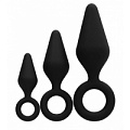Набор из 3 анальных пробок чёрного цвета Shots Media BV Silicone Butt Plug Set FST008BLK