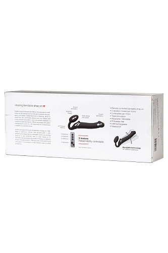 Чёрный безремневой вибрострапон Strap-on-me Silicone Bendable Strap-On M 6013953