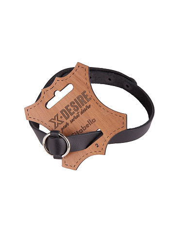 Чёрный кожаный чокер с колечком Sitabella 3119-1