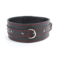 Чёрный ошейник из натуральной кожи с шипами и D-колечком БДСМ арсенал 55050ars
