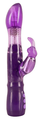 Фиолетовый вибратор с ротацией и клиторальной стимуляцией Orion Purple Surprise 0584029 (24,5 см)