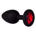 Чёрная анальная втулка с красным кристаллом Сумерки богов 518-04 red-DD (7,3 см)