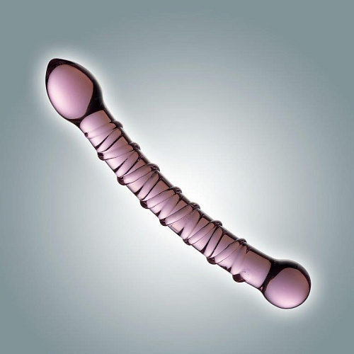 Розовый двусторонний фаллоимитатор из стекла Сумерки богов 0063 BX DD
