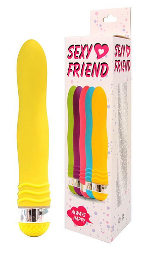 Жёлтый эргономичный вибратор Bior toys Sexy Friend SF-70232-4 (17,5 см)