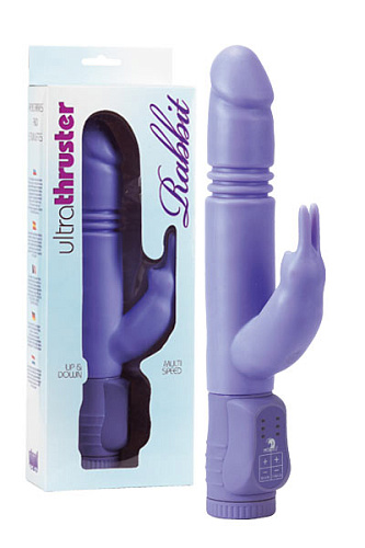 Сиреневый вибратор с клиторальным стимулятором Seven Creations PG-12-10-E19-ALPU-BX (20 см)