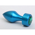 Синяя анальная пробка с зелёным стразом 4sexdreaM 47442-6 (7,8 см)