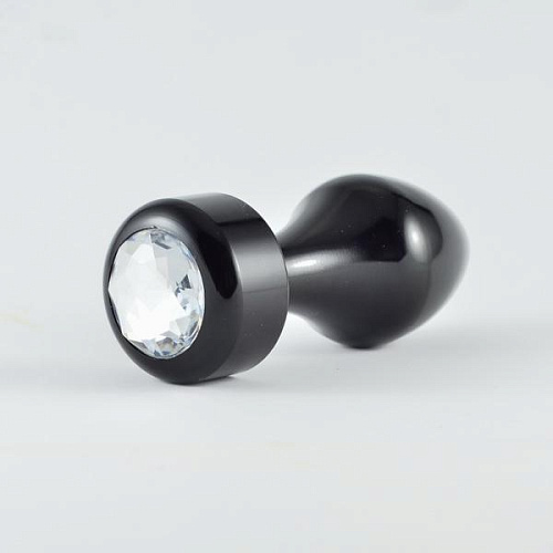 Чёрная алюминиевая втулка с прозрачным кристаллом Lovetoy RO-L003 (6,3 см)