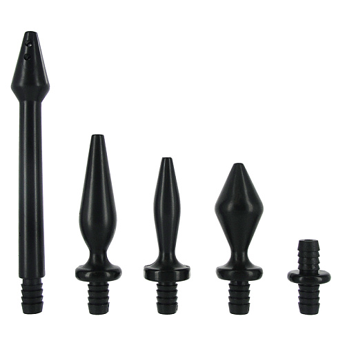 Чёрный комплект наконечников для клизмы различной формы XR Brands KL735