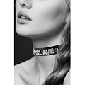 Чёрный чокер с надписью Bijoux Pour Toi COLLIER STRASS SLAVE CUIR BOVIN 6050130010