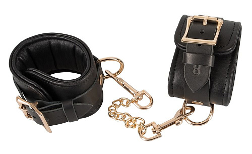 Чёрные наручи на карабинах Orion Leather Handcuffs 20306751001