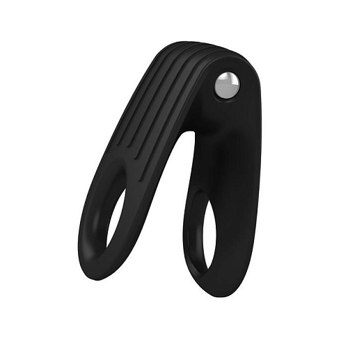 Двойное чёрное эрекционное кольцо с вибрацией OVO B12 BLACK