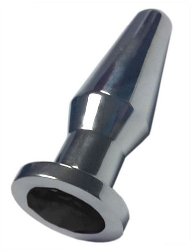 Серебристая анальная пробка с чёрным кристаллом Eroticon P3241M-07 (10,3 см)