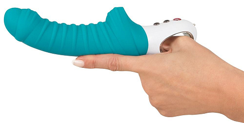 Бирюзовый вибратор с рёбрышками Fun Factory Tiger 1131074 (22,3 см)