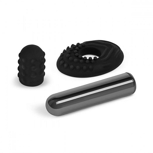 Чёрная вибропулька с 2 нежными насадками Le Wand Bullet LW-012-BLK
