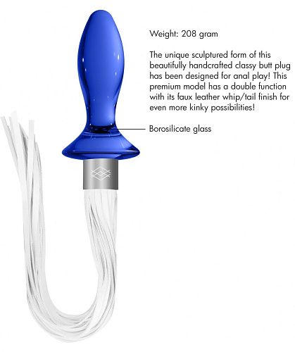 Синяя анальная пробка-плеть с белыми хвостами Shots Media BV Tail CHR020BLU